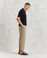 wax london men's Naples - Midnight Navy Textured Knitted Polo Shirt