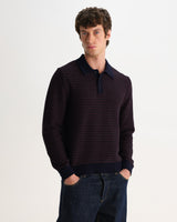 OBAN L/S POLO MINI GEO MULTI BROWN / NAVY