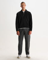 REEVE QUARTER ZIP SWEATSHIRT DRY COTTON LOOPBACK WASHED BLACK