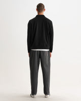 REEVE QUARTER ZIP SWEATSHIRT DRY COTTON LOOPBACK WASHED BLACK