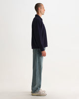 REEVE QUARTER ZIP SWEATSHIRT DRY COTTON LOOPBACK WASHED NAVY