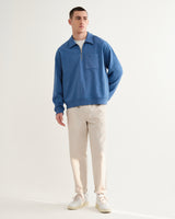 Reeve - French Blue Loopback Organic Cotton Collared Sweatshirt