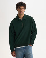 REEVE QUARTER ZIP SWEATSHIRT DRY COTTON LOOPBACK WASHED GREEN