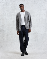 wax london men's Alban - Grey Marl Mohair Blend Cardigan