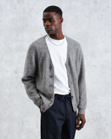 wax london men's Alban - Grey Marl Mohair Blend Cardigan