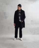 wax london men's Sasso Coat Black Wool