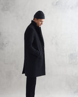 wax london men's Sasso Coat Black Wool