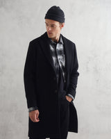 wax london men's Sasso Coat Black Wool