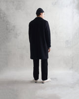 wax london men's Sasso Coat Black Wool