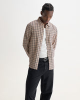 SHELLY L/S SHIRT DOBBY CHECK ECRU / RED