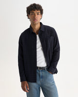 SHELLY L/S SHIRT DOBBY CHECK NAVY / BLACK
