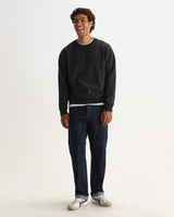 Sidney - Washed Black Brushed Organic Cotton Sweatshirt