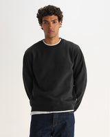Sidney - Washed Black Brushed Organic Cotton Sweatshirt