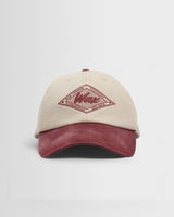 Spencer - Ecru And Burgundy Badge Cotton Sports Cap