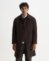 Stan - Dark Brown Plain Wool Car Coat