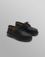 S.T. Valentin - Black Italian Leather Chunky Sole Boat Shoes
