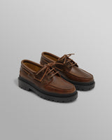 S.T. Valentin - Brown Italian Leather Chunky Sole Boat Shoes