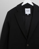 wax london men's Sasso Coat Black Wool