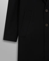 wax london men's Sasso Coat Black Wool