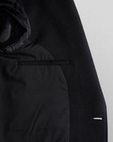 wax london men's Sasso Coat Black Wool