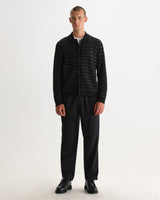 TRISTAN L/S POLO WOOL BLEND RIB CHECK BLACK / CHARCOAL