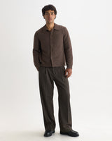 TRISTAN L/S POLO FLUFFY WOOL BLEND CHOCOLATE BROWN
