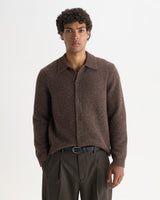 TRISTAN L/S POLO FLUFFY WOOL BLEND CHOCOLATE BROWN