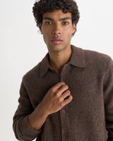 TRISTAN L/S POLO FLUFFY WOOL BLEND CHOCOLATE BROWN