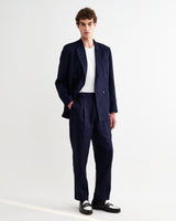 Vigo - Navy Linen Double-Breasted Blazer