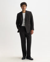 VIGO DOUBLE BREASTED BLAZER WOOL BLEND FLECK DARK BROWN