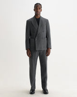 VIGO DOUBLE BREASTED BLAZER WOOL BLEND FLECK GREY