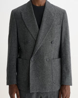 VIGO DOUBLE BREASTED BLAZER WOOL BLEND FLECK GREY