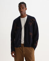WALKER CARDIGAN FELTED APPLIQUE NAVY / BROWN