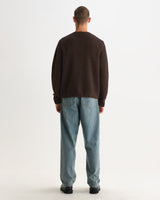 WALKER CARDIGAN FLUFFY WOOL BLEND CHOCOLATE BROWN
