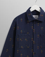 wax london men's Whiting Overshirt Blue Totem Quilt
