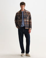 Whiting - Oatmeal And Multicolour Check Wool Blend Overshirt