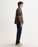 Whiting - Oatmeal And Multicolour Check Wool Blend Overshirt