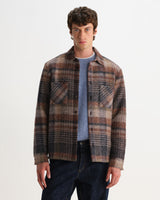Whiting - Oatmeal And Multicolour Check Wool Blend Overshirt