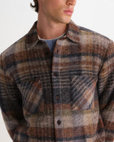 Whiting - Oatmeal And Multicolour Check Wool Blend Overshirt
