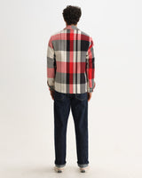 Whiting - Ecru And Red Camden Tempo Check Overshirt