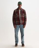 Whiting - Burgundy And Multicolour Lex Wool Blend Check Overshirt