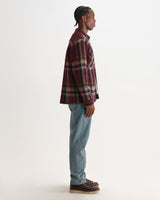 Whiting - Burgundy And Multicolour Lex Wool Blend Check Overshirt
