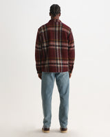 Whiting - Burgundy And Multicolour Lex Wool Blend Check Overshirt