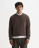 WILDE CREW FLUFFY WOOL BLEND CHOCOLATE BROWN