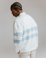 Rowhill - Ecru And Light Blue Stripe Loopback Rugby Shirt