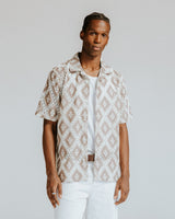 Didcot - Taupe And Ecru Diamond Lace Short-Sleeve Shirt
