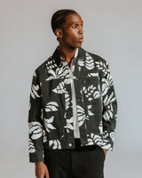 Jay - Black And Ecru Printed Cotton Chore Jacket