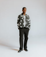 Jay - Black And Ecru Printed Cotton Chore Jacket