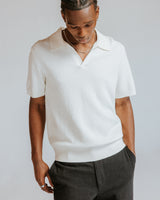 Siena - Ecru Boucle Knitted Polo Shirt