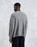 wax london men's Alban - Grey Marl Mohair Blend Cardigan